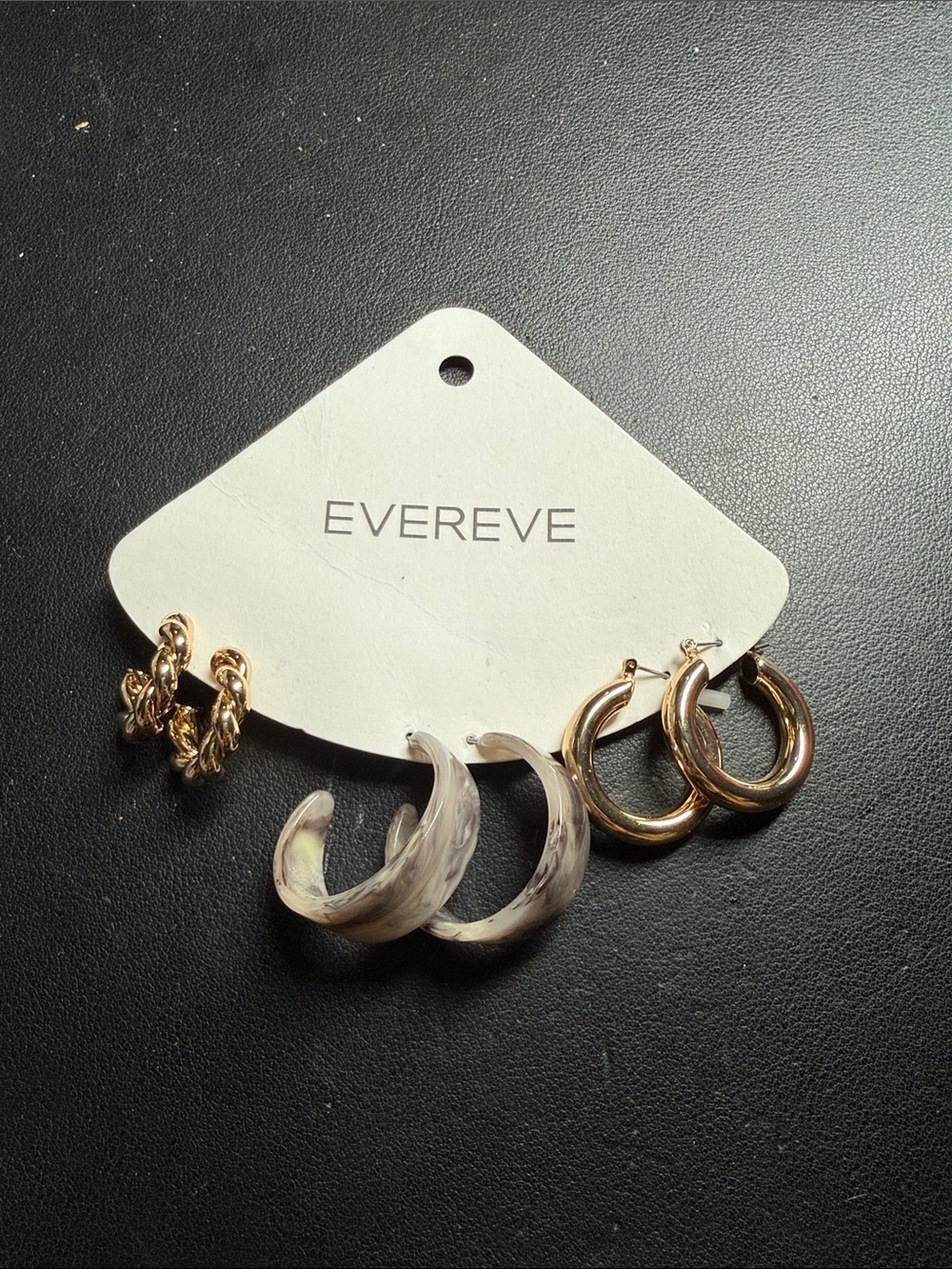 NWT EVEREVE Gold Plated LAUREN Earring Pack 3 Sets of Hoop Earrings MSRP $44